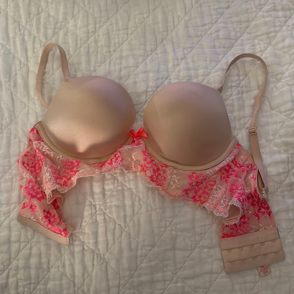 Victoria’s Secret pink 34C push-up corset bra